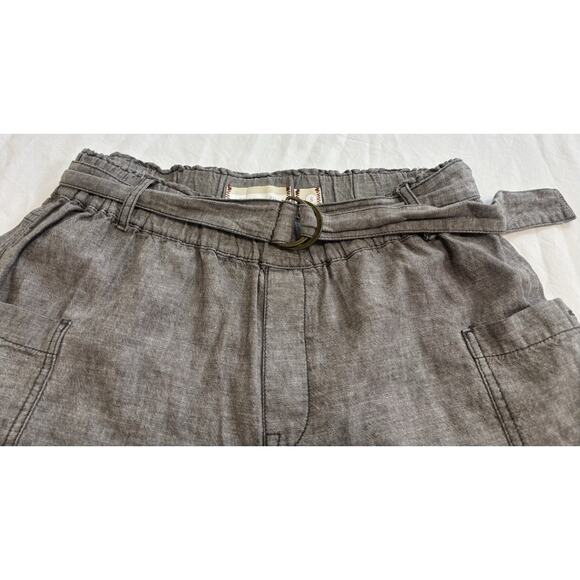 Anthropologie Hei Hei Marnie Sz S Shorts Gray Linen Pull On Cuffed Resort Beach - Picture 3 of 8
